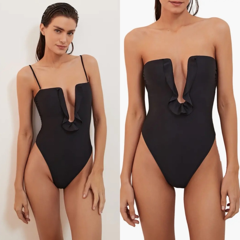 ViX Paula Hermanny Chris Plunge One-Piece Swimsuit in Black